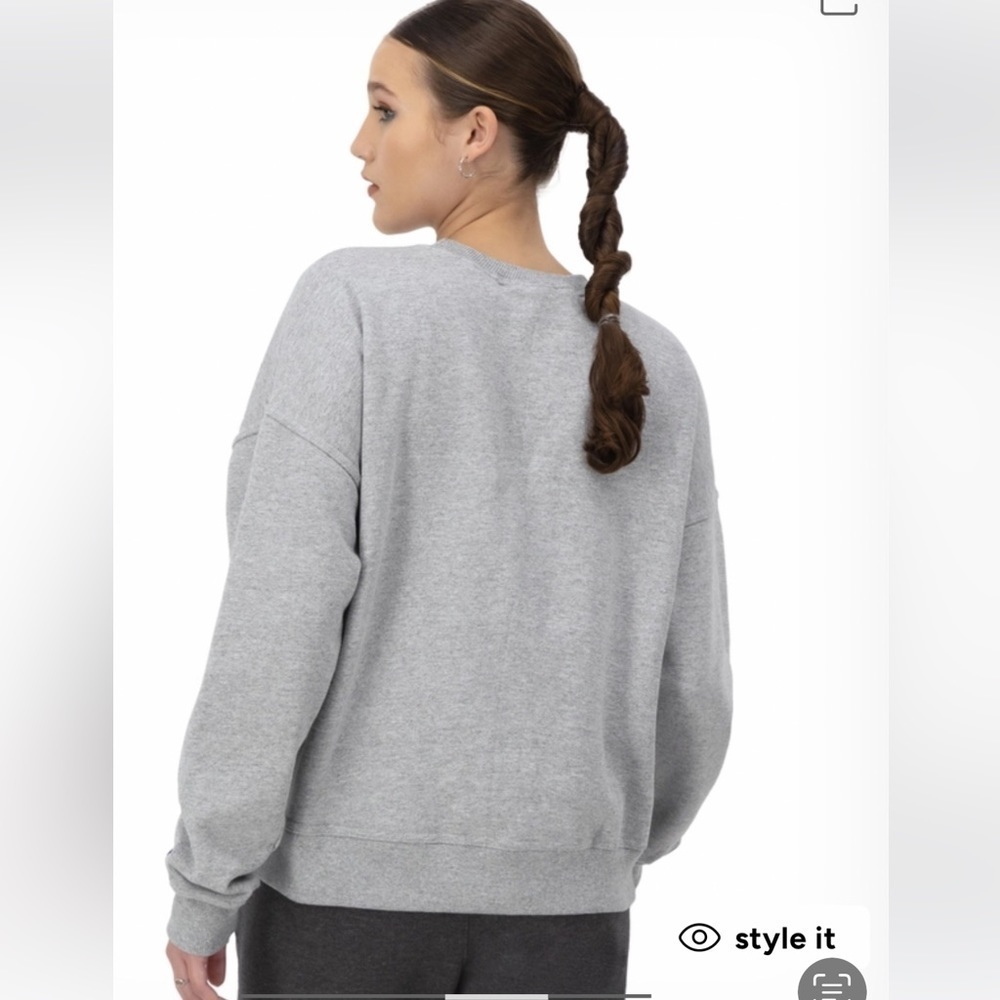 NWT Champion Powerblend Crewneck Script Logo Oxford Grey Sweatshirt Size Medium - Picture 3 of 16